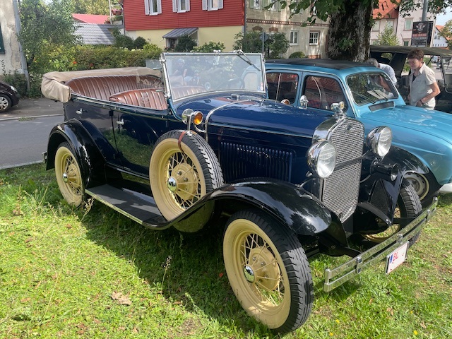 Bild mit altem grünen VW-Bus